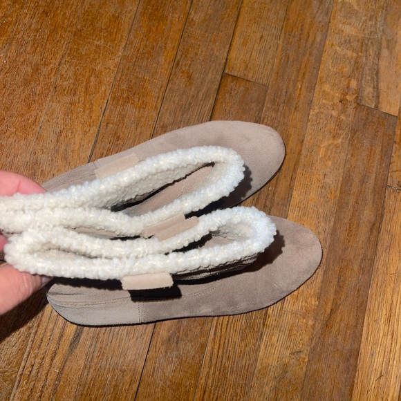 Sole Society Verona Brown Suede Ankle Boot Size 10 M Faux Shearling Trim Pull On - Picture 3 of 7